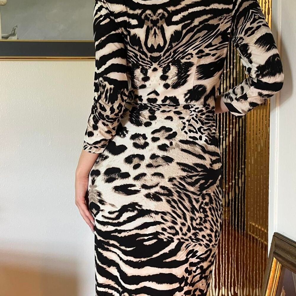 INC International Concepts Leopard Animal Print Wrap Dress Size S Italian Glam - Picture 2 of 5